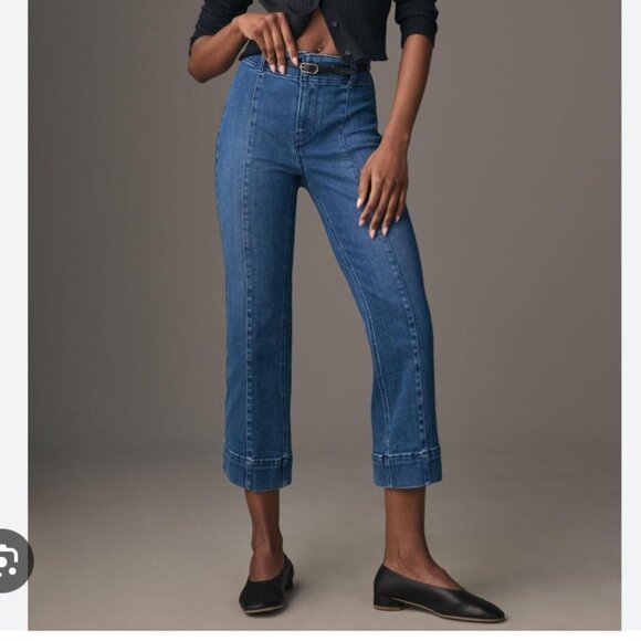 Pilcro and the Letterpress Anthropologie Cropped Jeans 26 Slim Straight Leg Blue - Picture 1 of 10